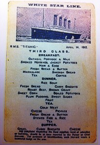 3rd Class Menu