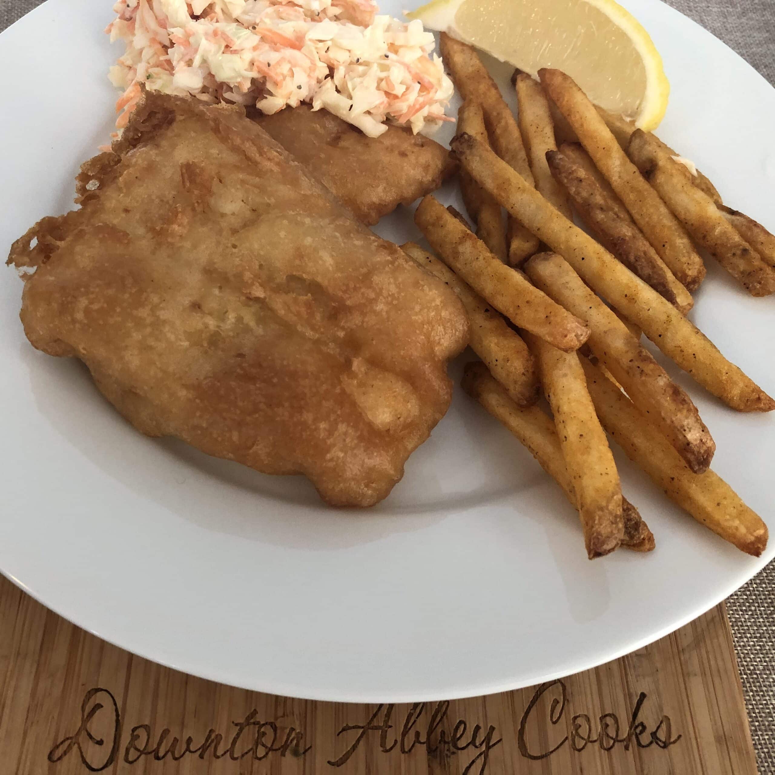 Crispy fish & chips with mushy peas recipe