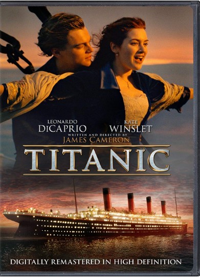 Cover of Titanic movie featuring Leonardo Decpario and Kate Winslet
