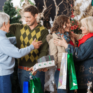 happy scene of gift giving